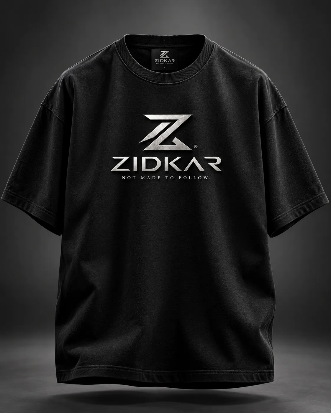 Black ZIDKAR oversized T-shirt mockup